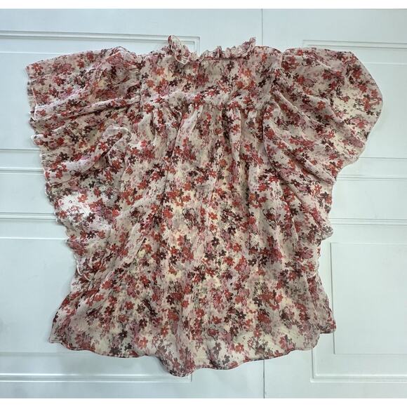Bishop + Young NWT Floral Off White Pink Blouse. Size Small S Bat Wing - Picture 4 of 5